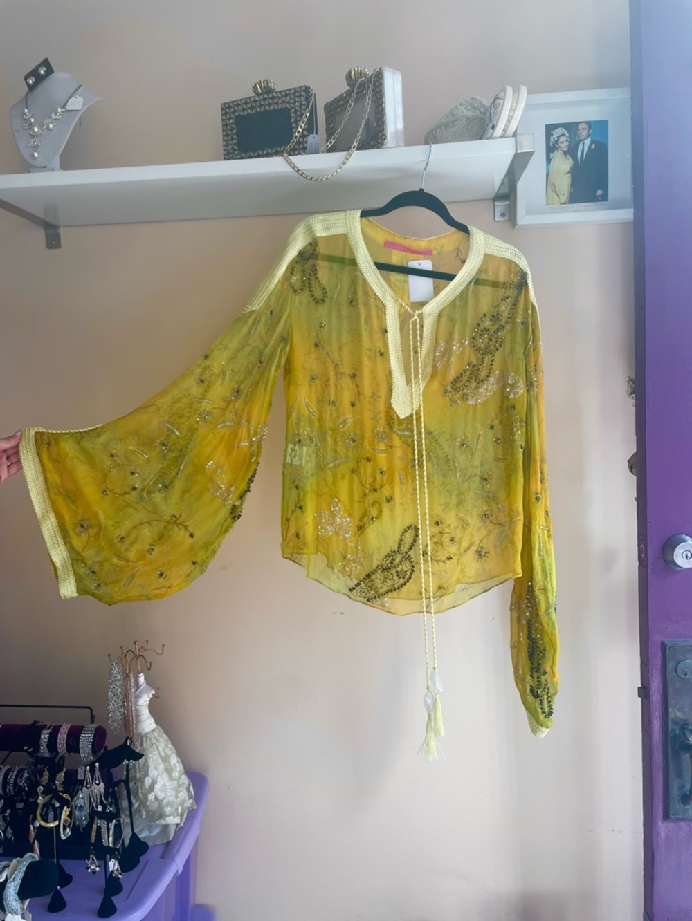 Vintage Emanuel Ungaro Paris embroidered bead silk blouse top